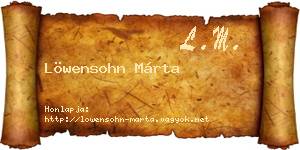 Löwensohn Márta névjegykártya